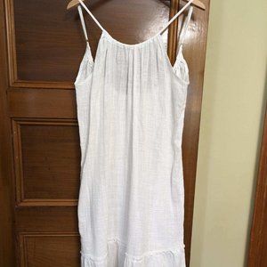 Kona Sol white spaghetti strap scoop neck low back tiered midi dress M